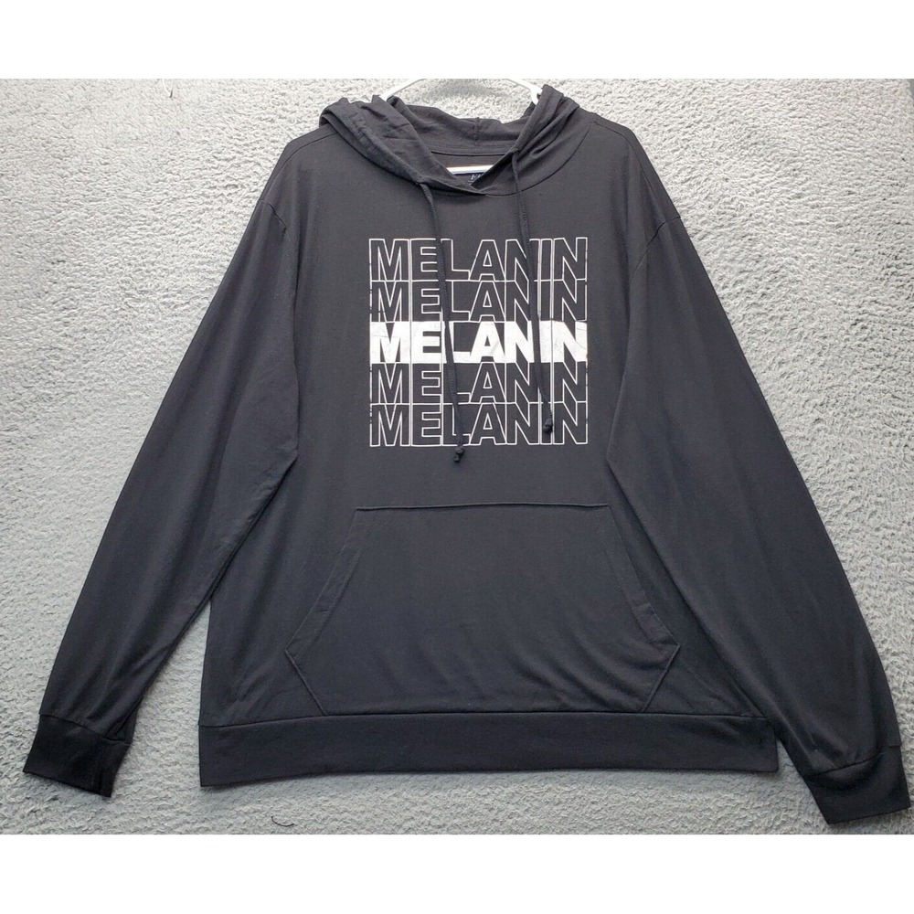 Mighty Fine Hoodie Men's 3X Black Melanin Kangaroo Pocket Long Sleeve Drawstring